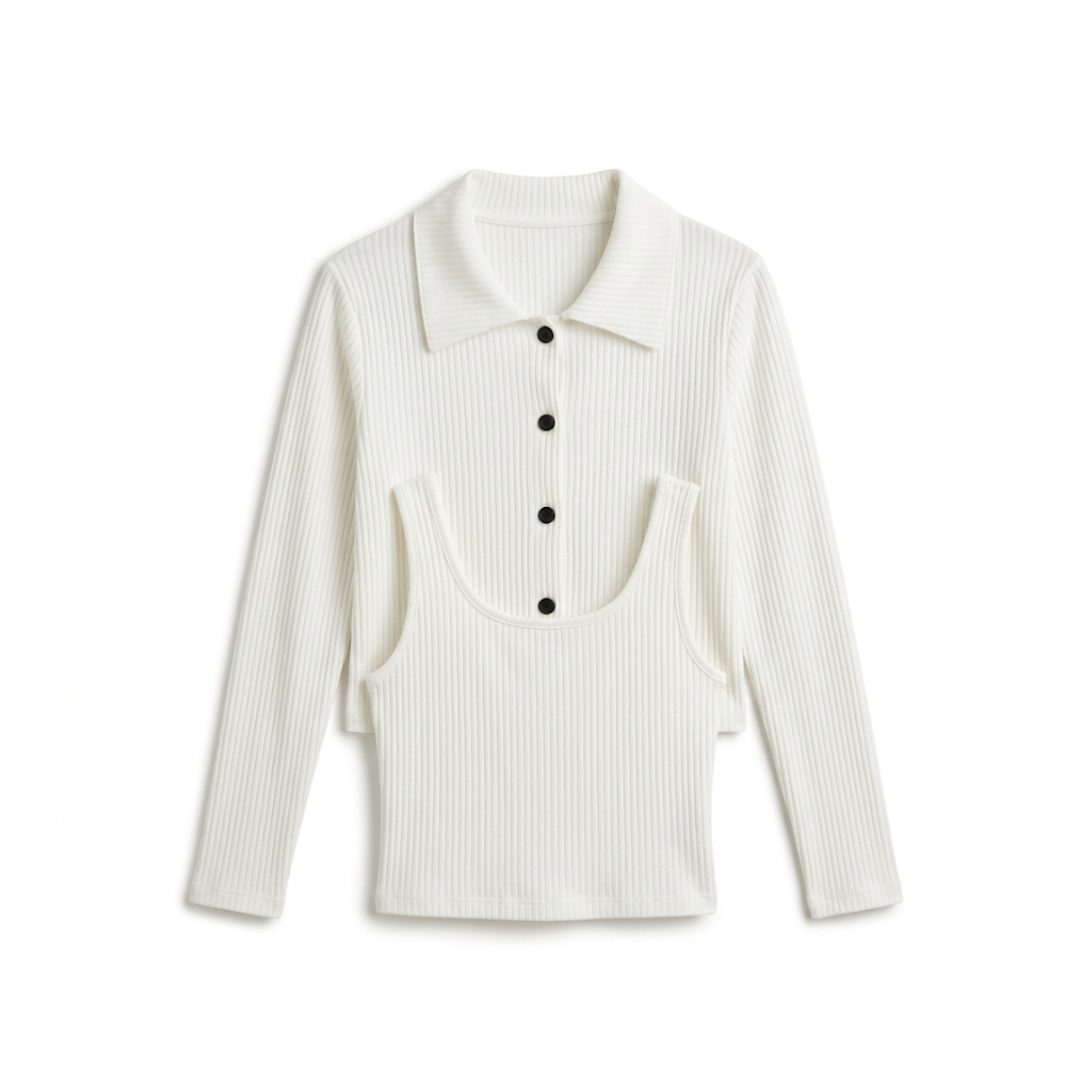 White Ribbed 2 Piece Top