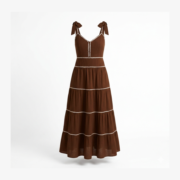 Vibrant Brown Tiered Dress