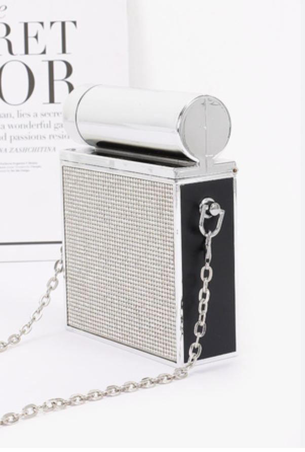 Acrylic Hand Bag With Mirror Inside in Black