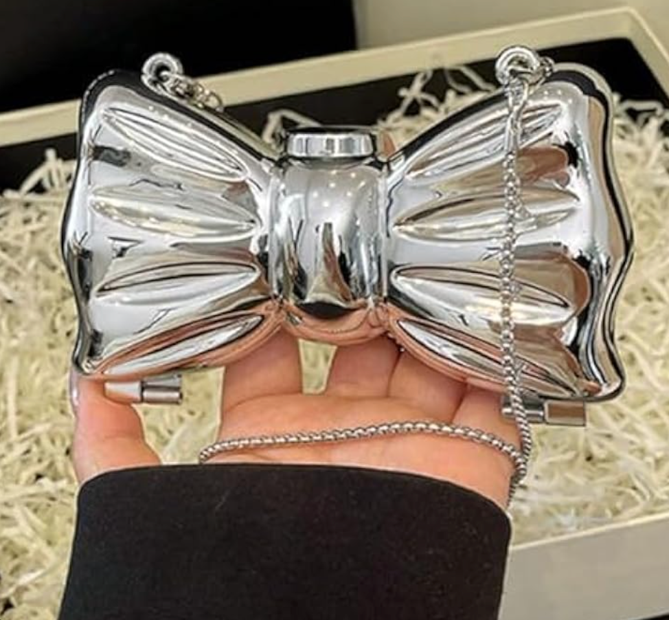 Bow Shaped Metal Mini bag in Silver