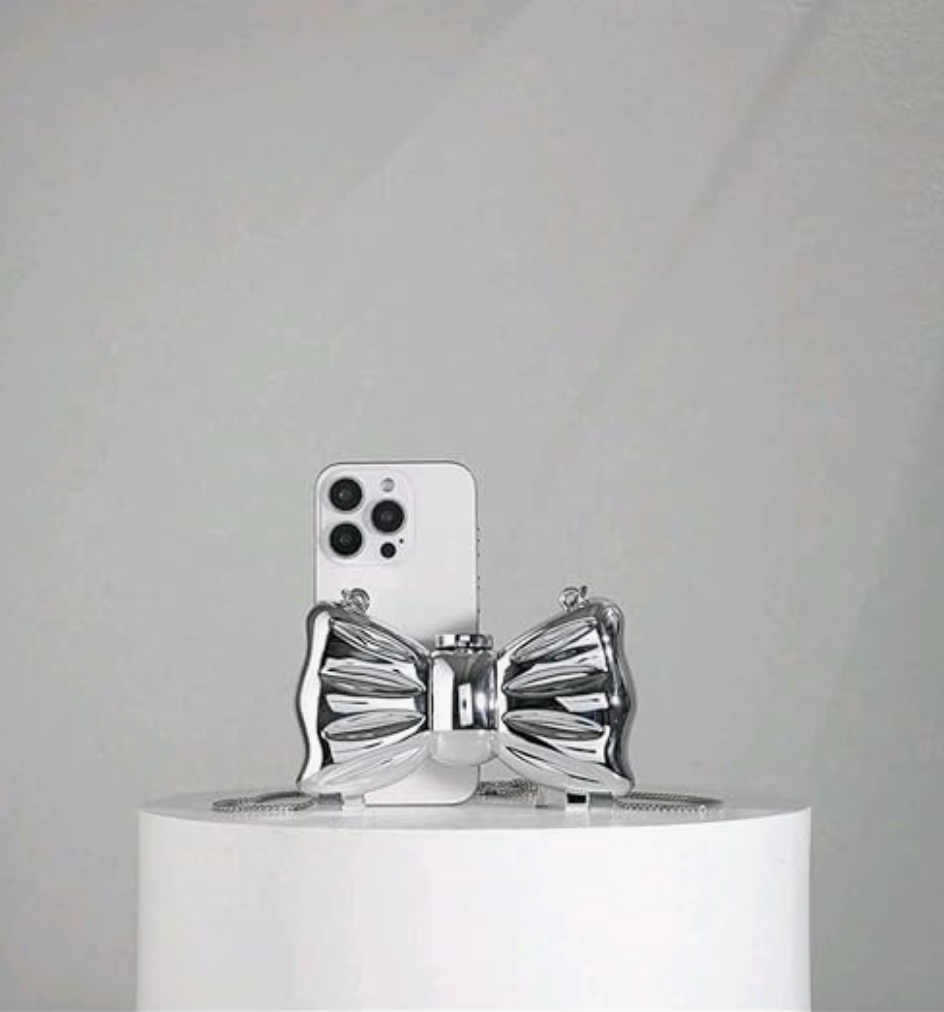 Bow Shaped Metal Mini bag in Silver