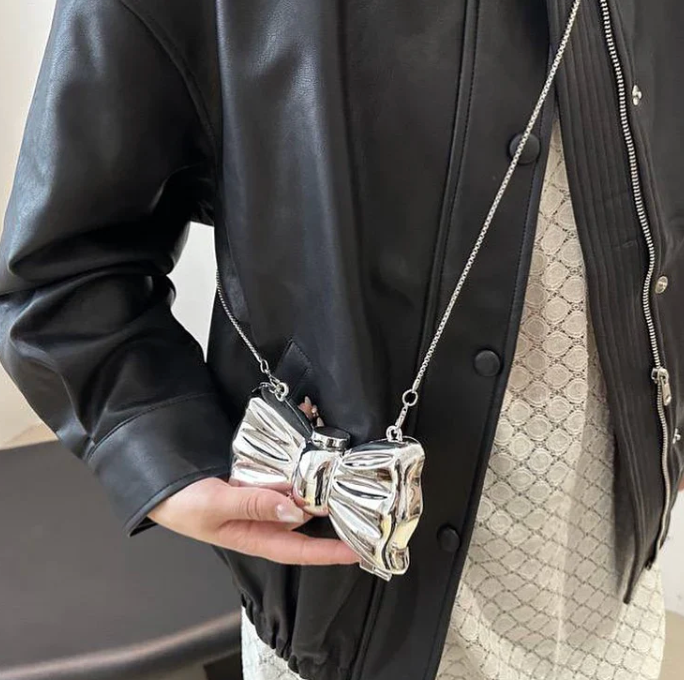 Bow Shaped Metal Mini bag in Silver