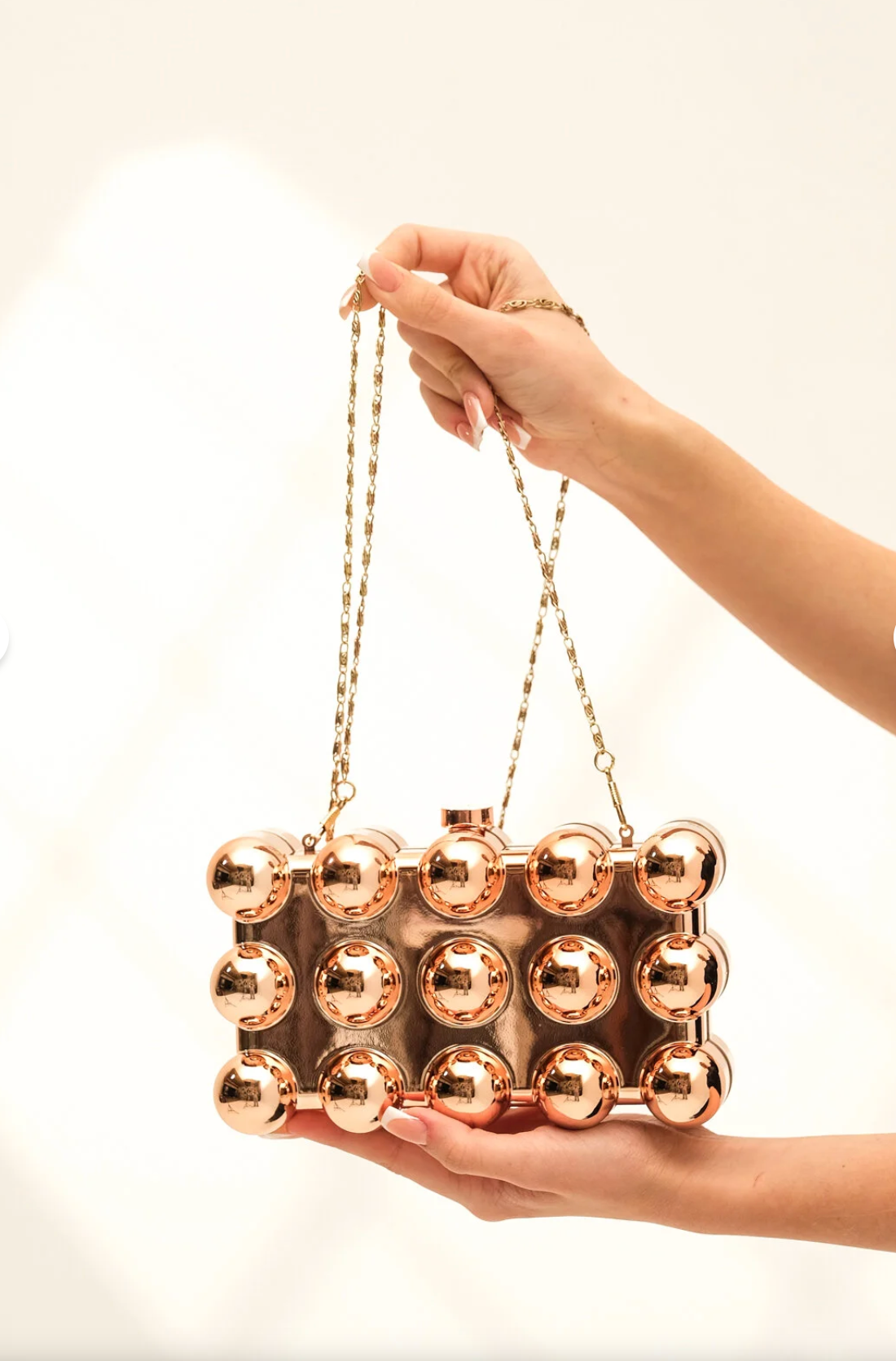 Bubble Acrylic Metal Clutch in Champing colour