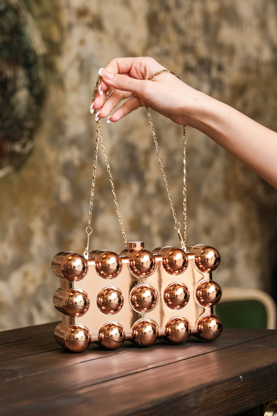 Bubble Acrylic Metal Clutch in Champing colour