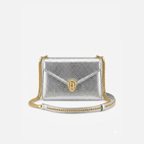 Bvlgari Serpenti Forever Mini silver crossbody bag in a textured finish