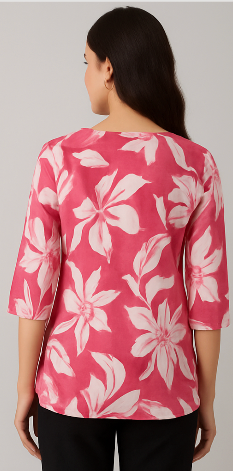 Elegant Dark Pink Floral Waist-Length Short Kurta