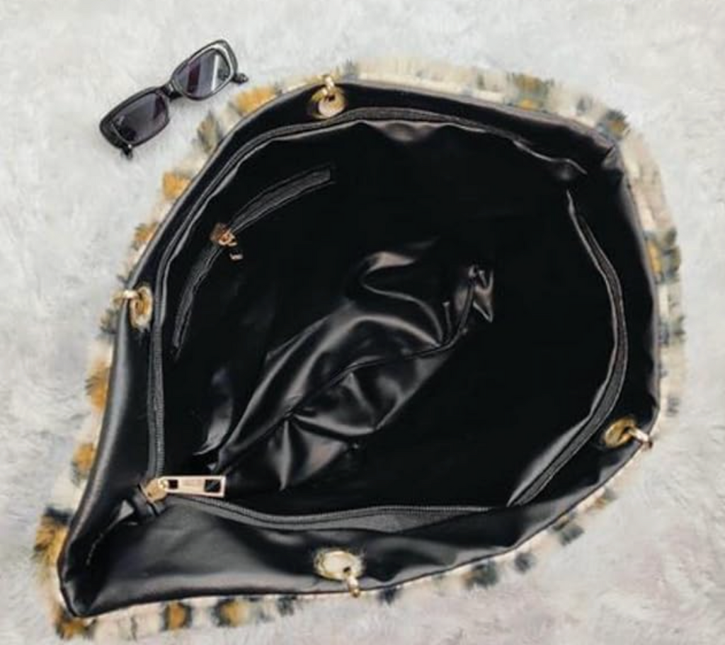 Fur Tote Hand Bag in Cheetah colour