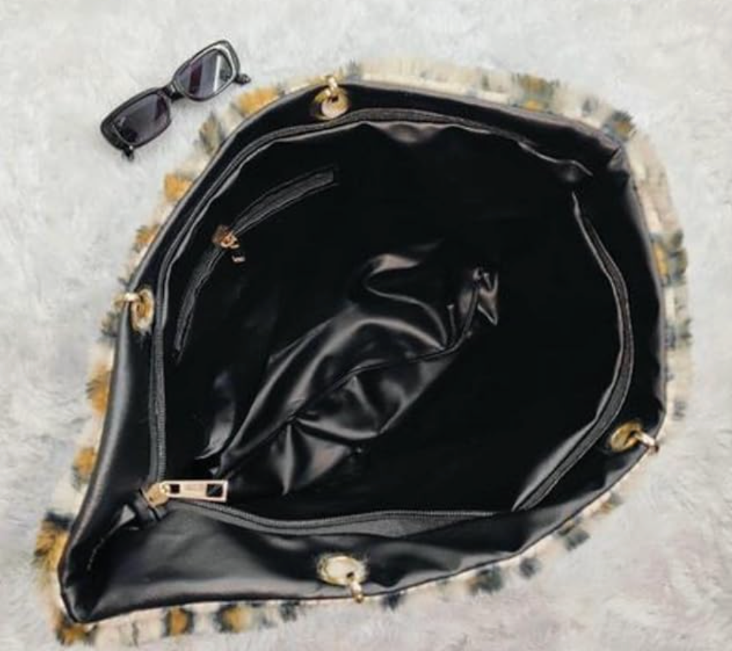 Fur Tote Hand Bag in Cheetah colour