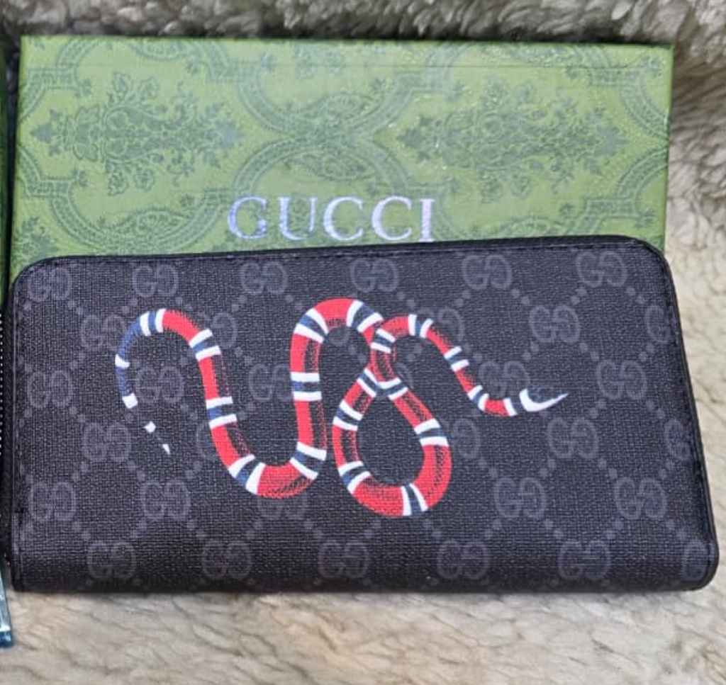 Gucci Kingsnake Print GG Supreme zip-around long wallet in Navy Blue