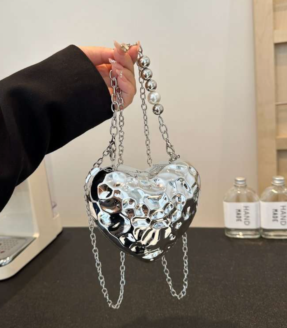 Heart Shaped Metal Hand Bag