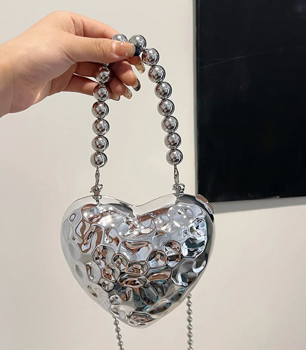 Heart Shaped Metal Hand Bag