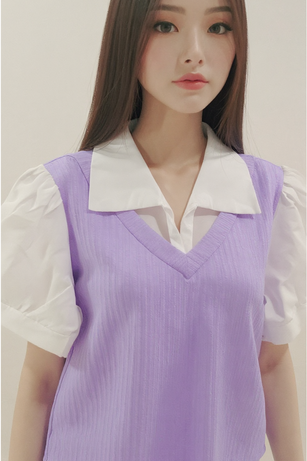 Korean Purple Collar Top
