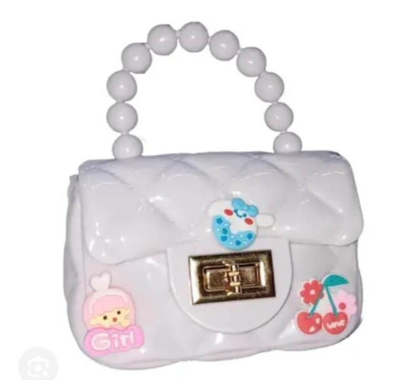 Mini Sling Bag with charms in White
