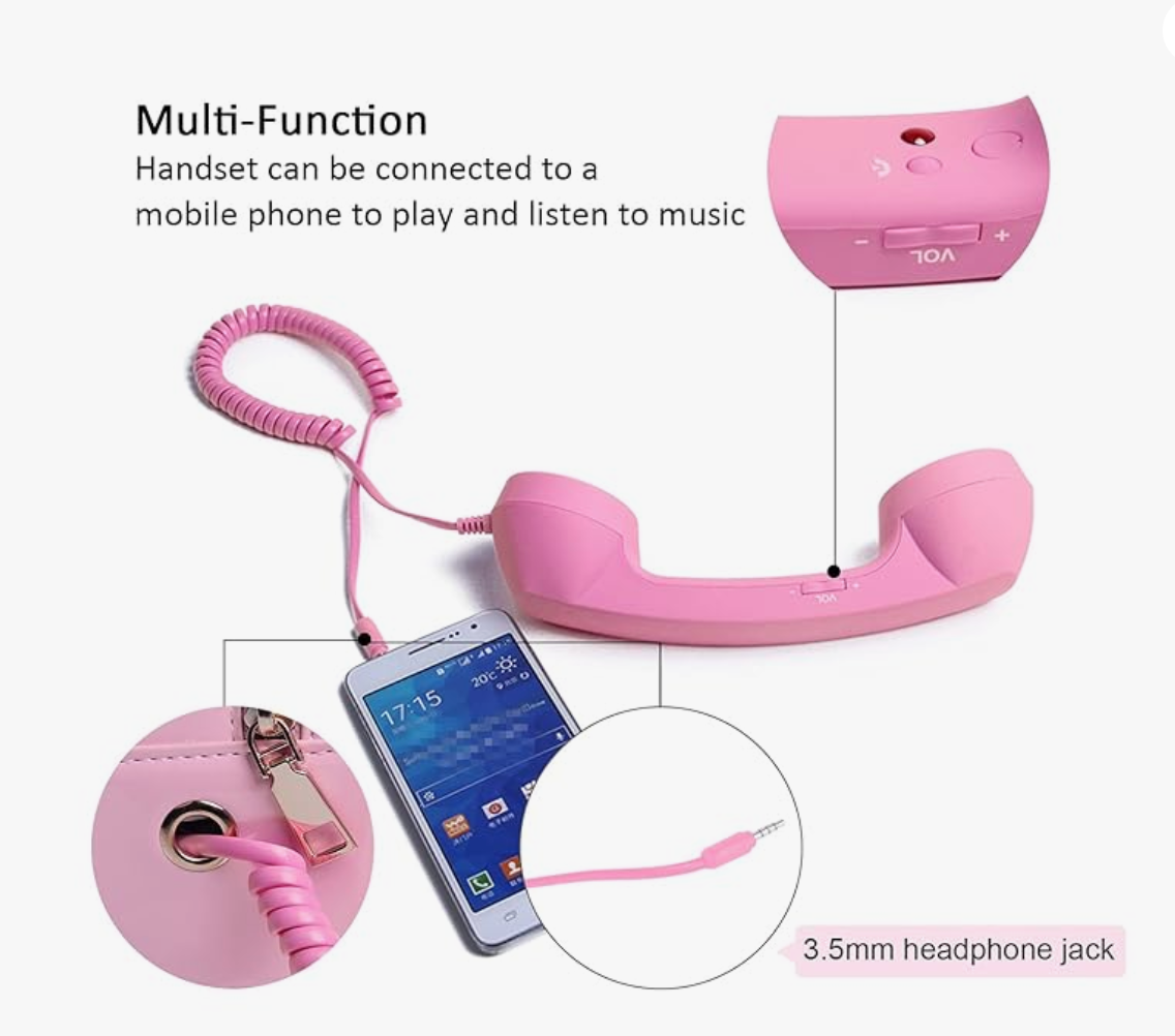 Old school Telephone Hand Bag in Pink