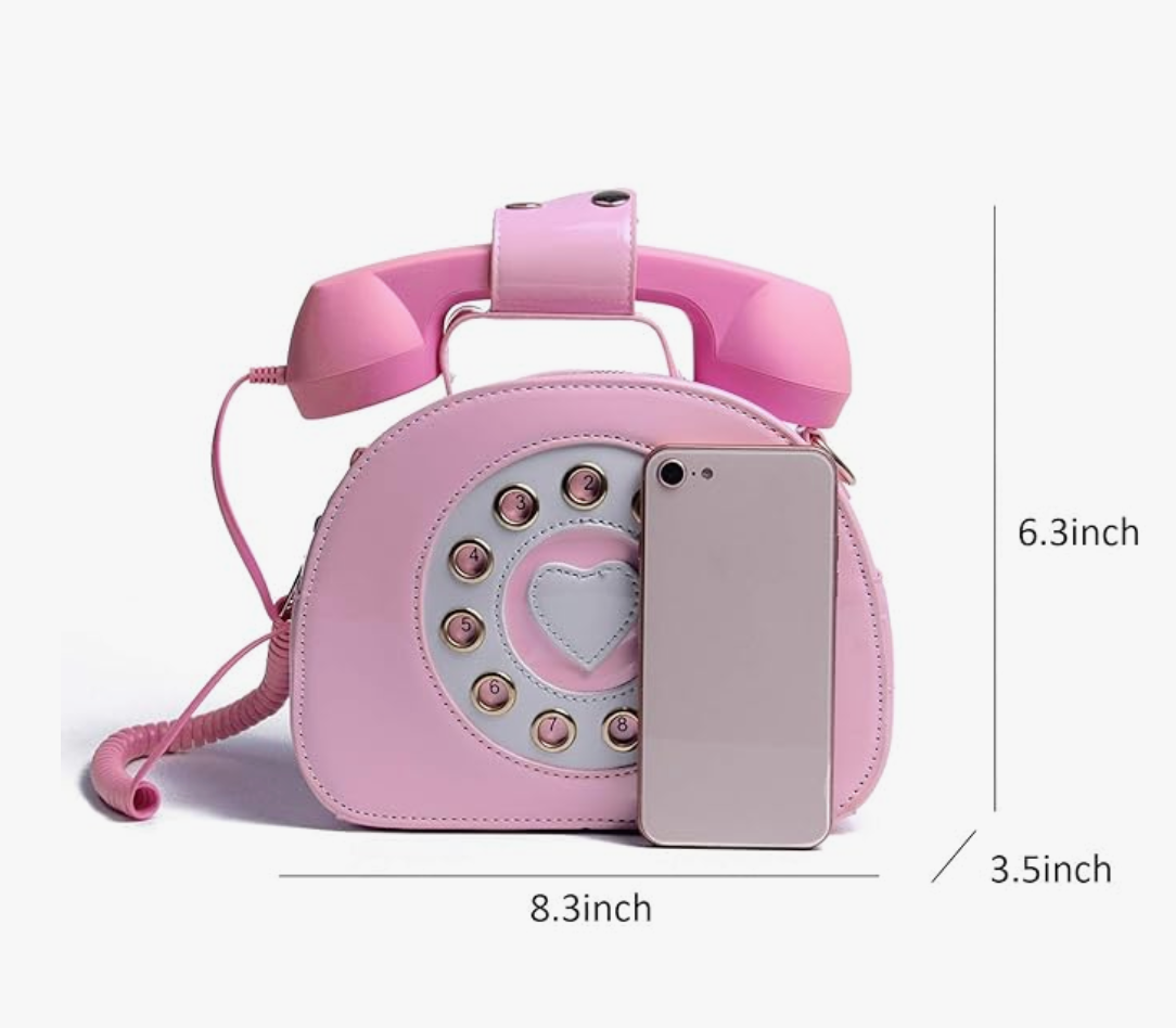 Old school Telephone Hand Bag in Pink