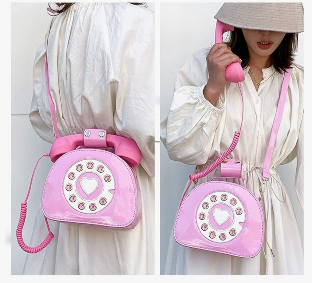 Old school Telephone Hand Bag in Pink