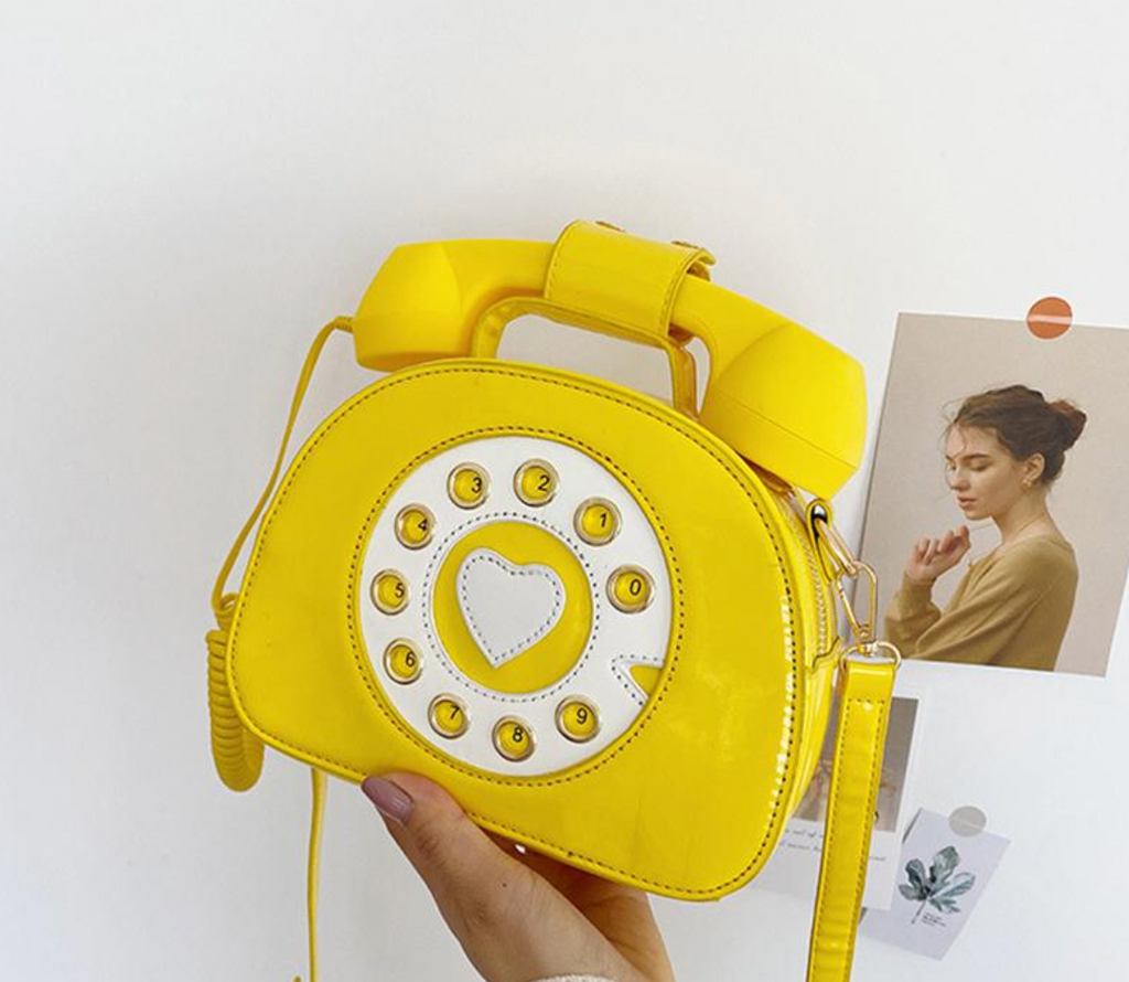 Old school Telephone Hand Bag in Yellow