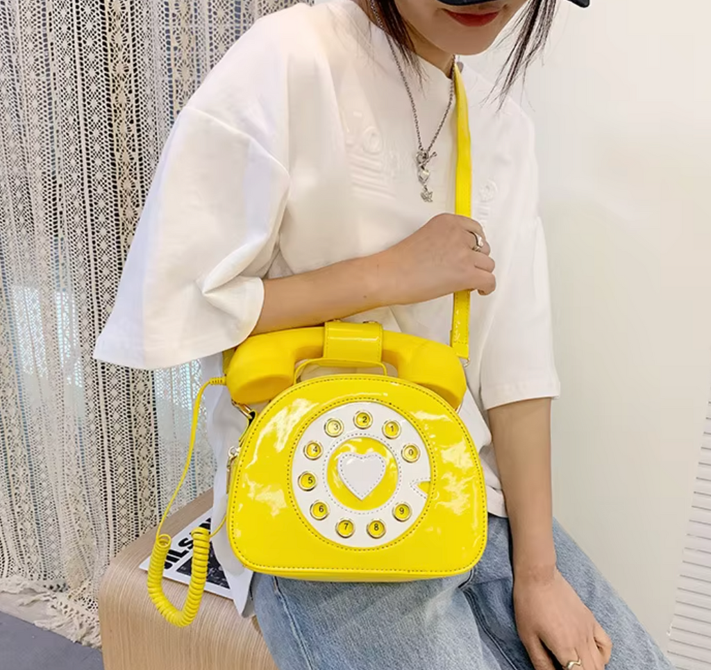Old school Telephone Hand Bag in Yellow