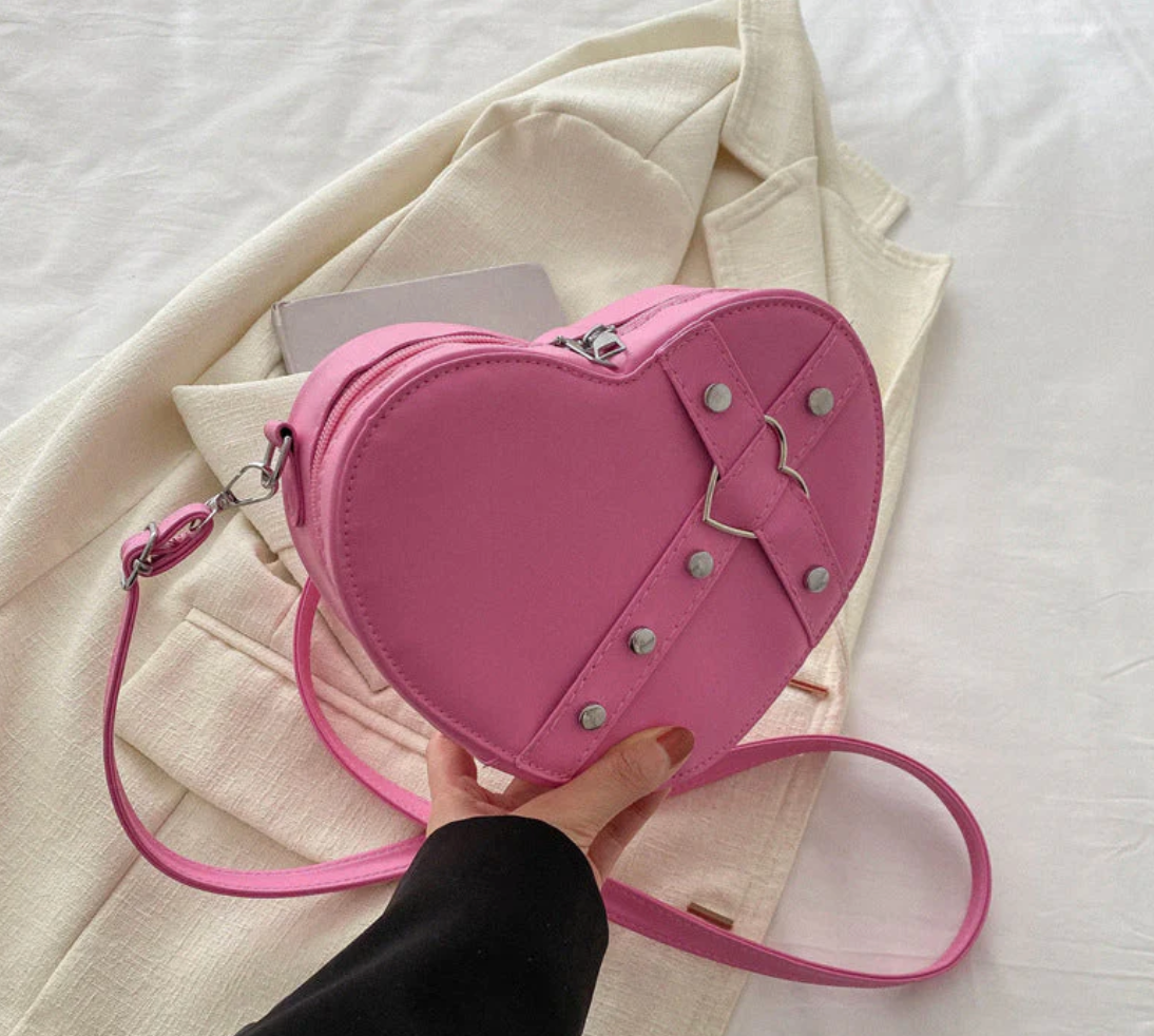 Pink Heart Shaped Hand Bag