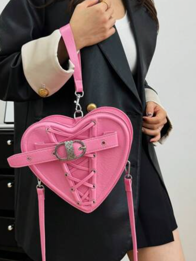 Pink Heart Shaped Hand Bag