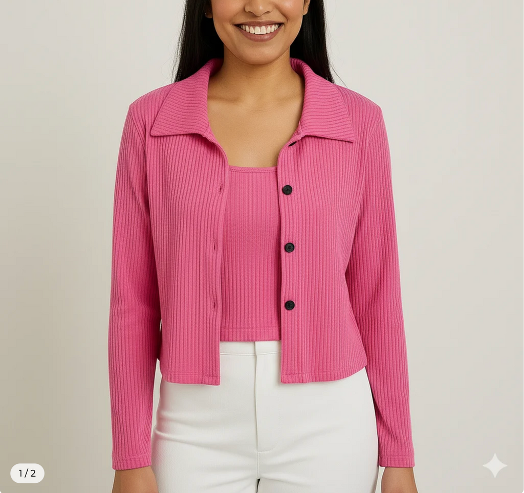 Pink Ribbed 2 Piece Top