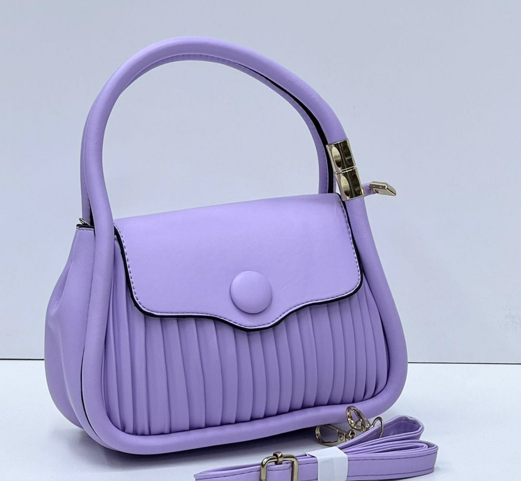 Quilted Bag with Button Closure in Lavender
