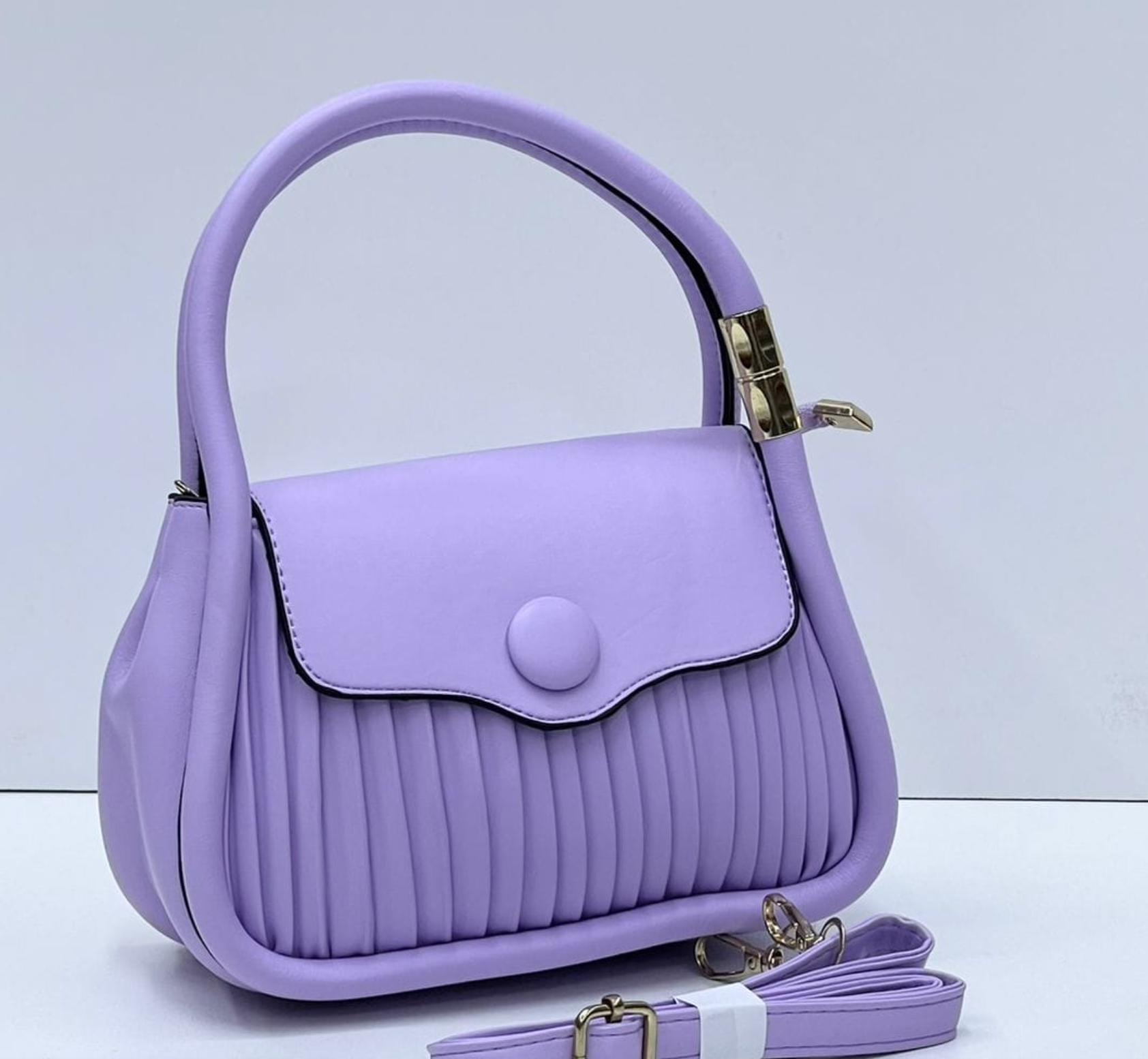 Quilted Bag with Button Closure in Lavender