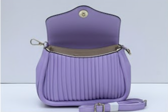 Quilted Bag with Button Closure in Lavender