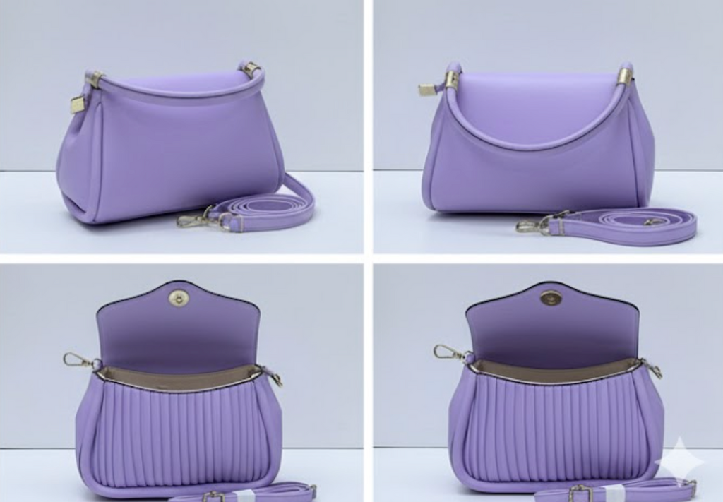 Quilted Bag with Button Closure in Lavender