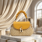 Straw Bag Rattan Women Shoulder Bag in Yellow