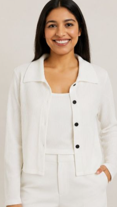 White Ribbed 2 Piece Top