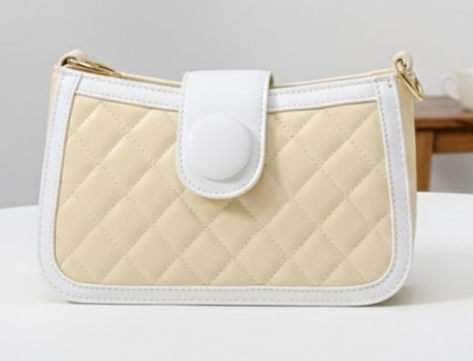 Quilted Shoulder Bag in Beige