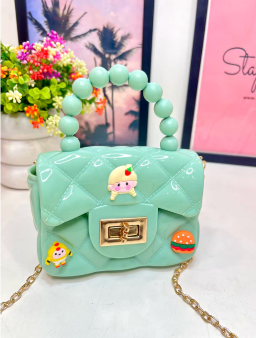 Mini Sling Bag with charms in Mint Green