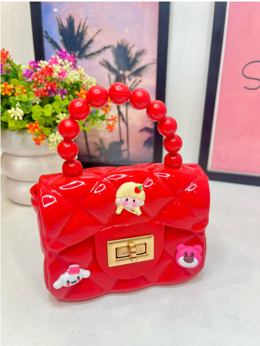 Mini Sling Bag with charms in Red