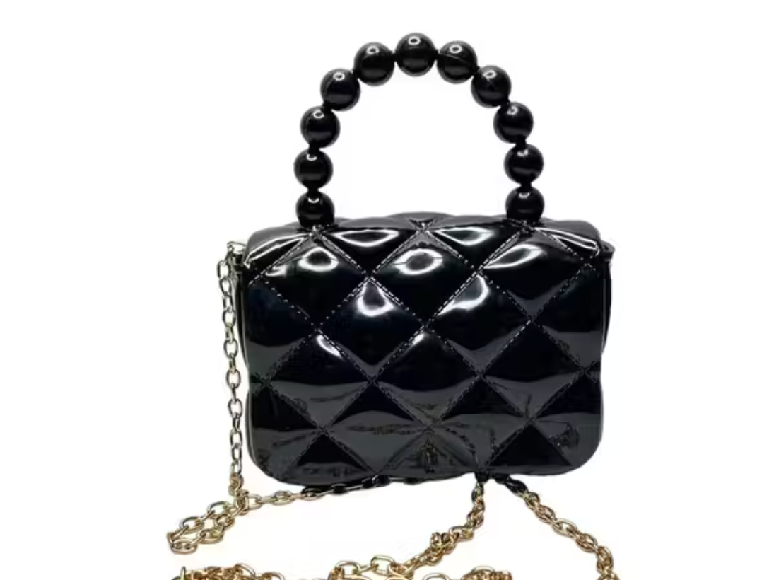 Mini Sling Bag with charms in Black