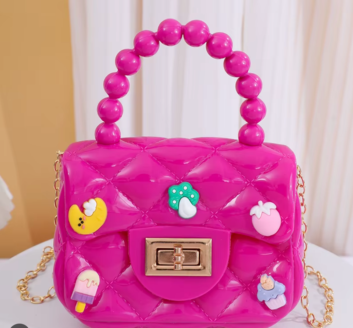 Mini Sling Bag with charms in Dark Pink