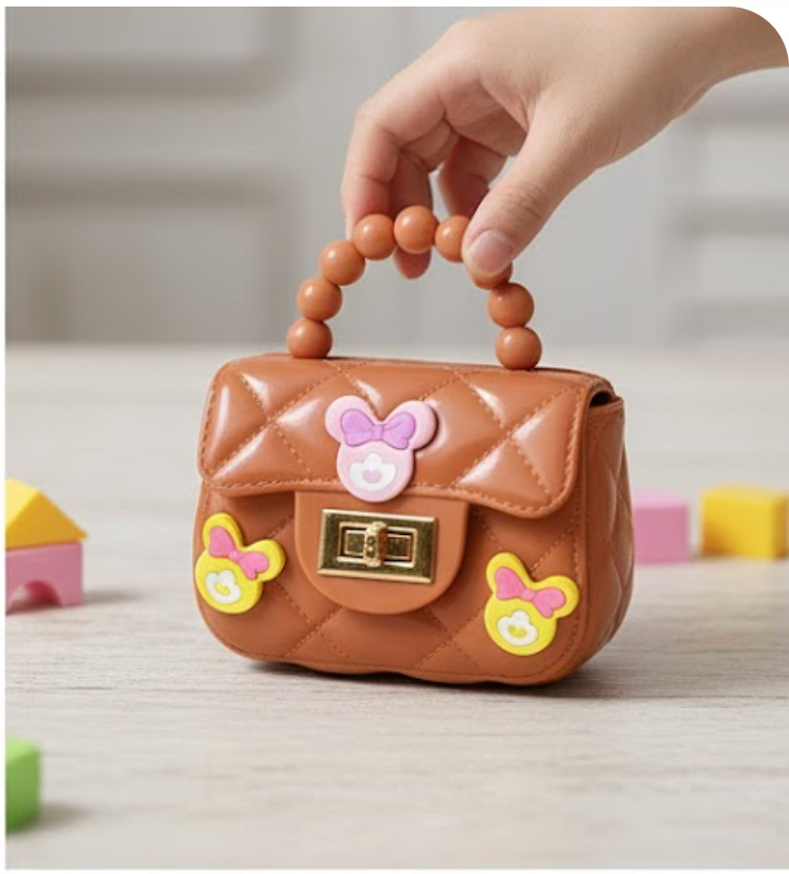 Mini Sling Bag with charms in Orangish Pink