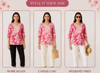 Elegant Dark Pink Floral Waist-Length Short Kurta