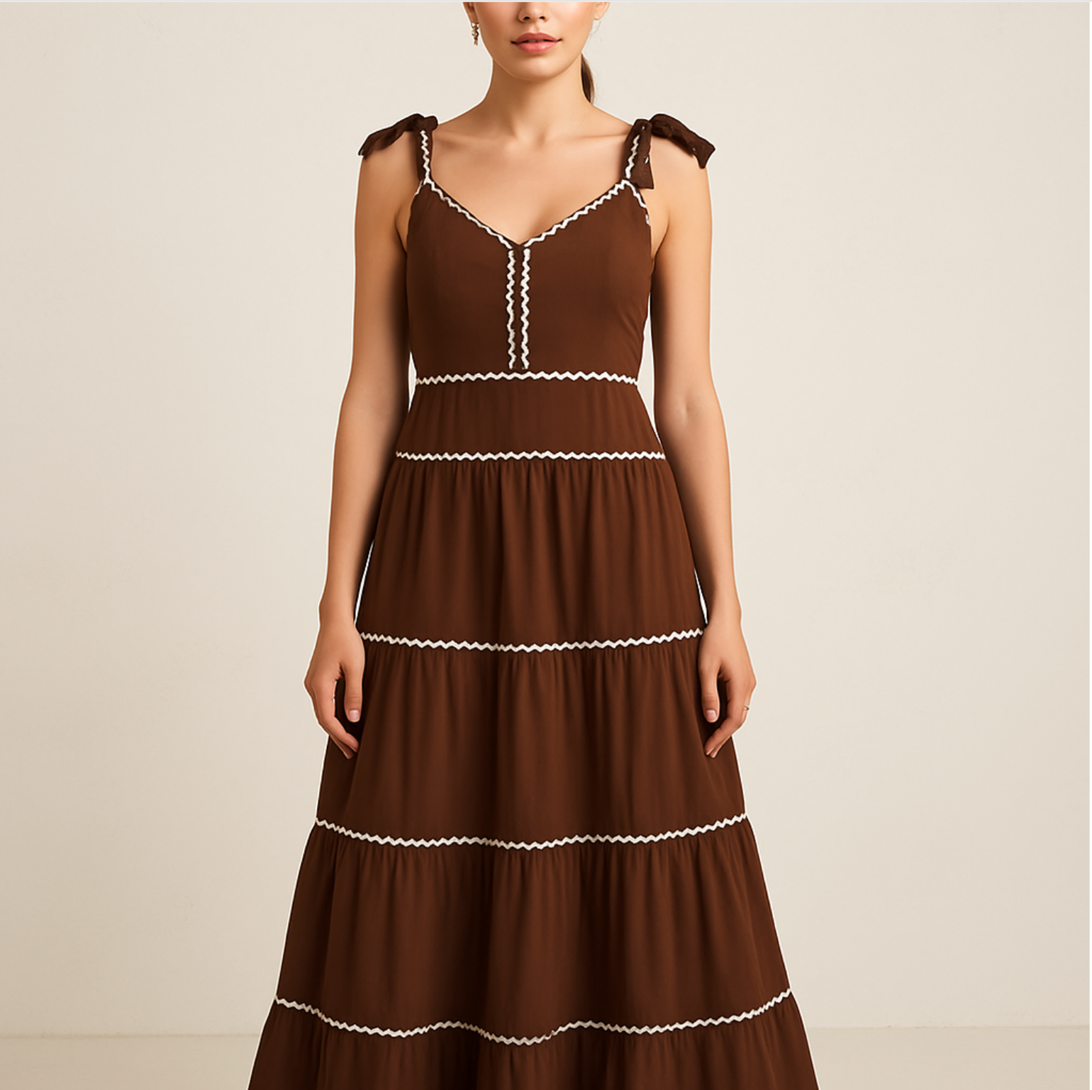 Vibrant Brown Tiered Dress