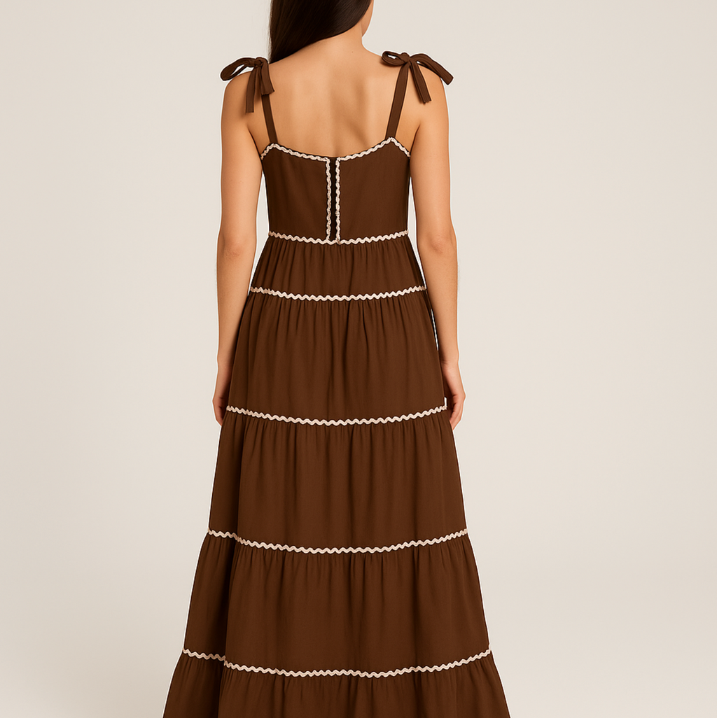 Vibrant Brown Tiered Dress