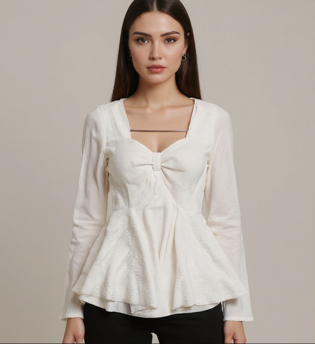 White Peplum Top