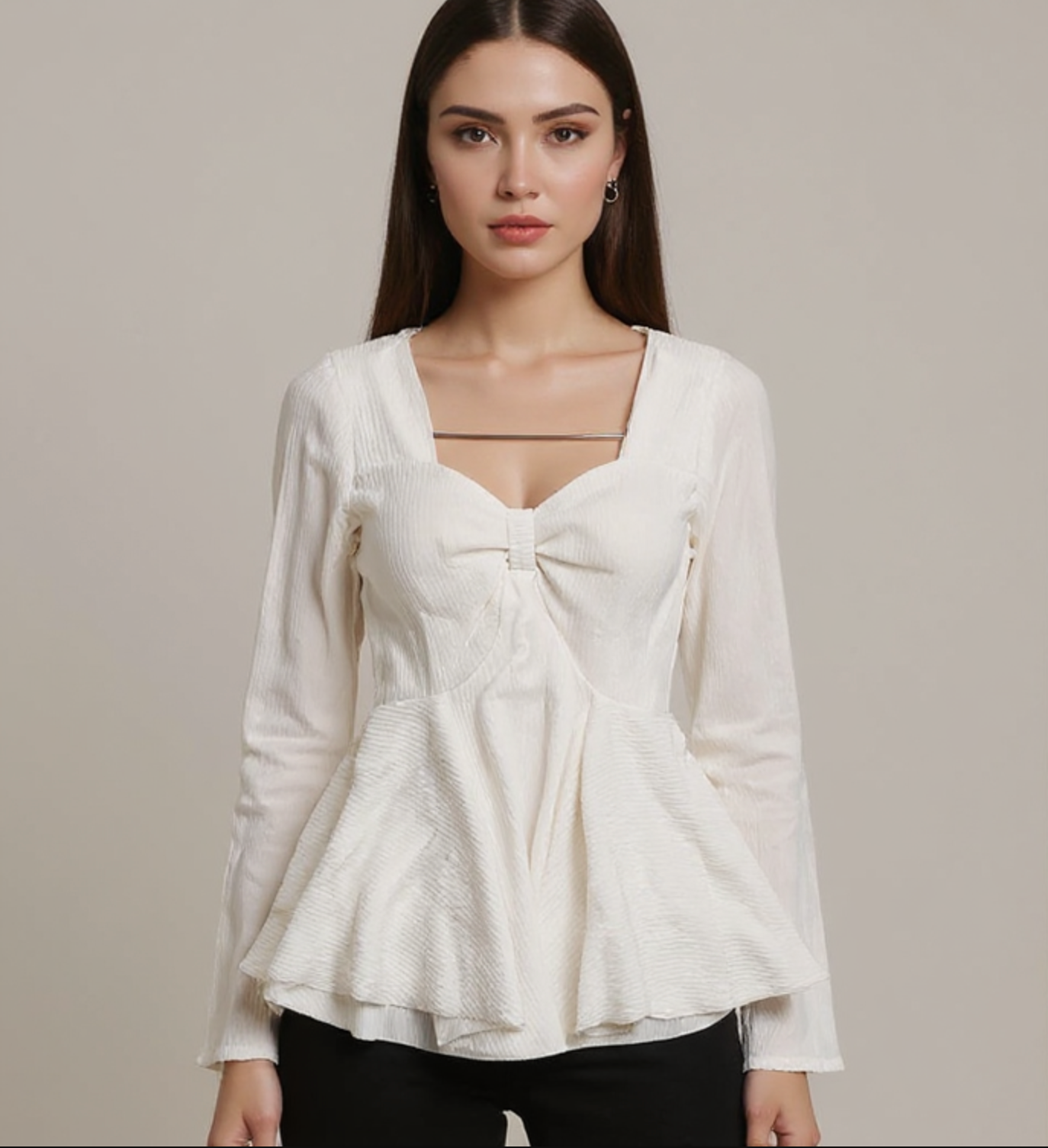 White Peplum Top