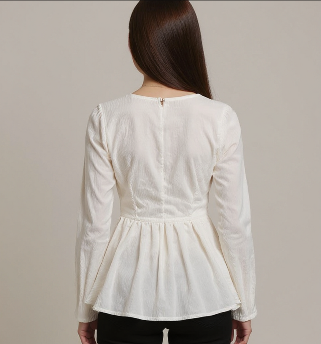 White Peplum Top