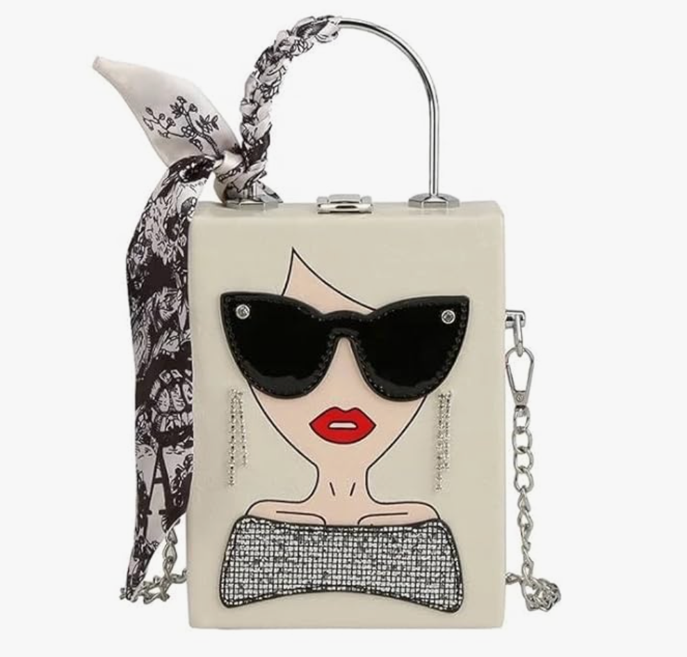 Wooden statement Hand Bag in White