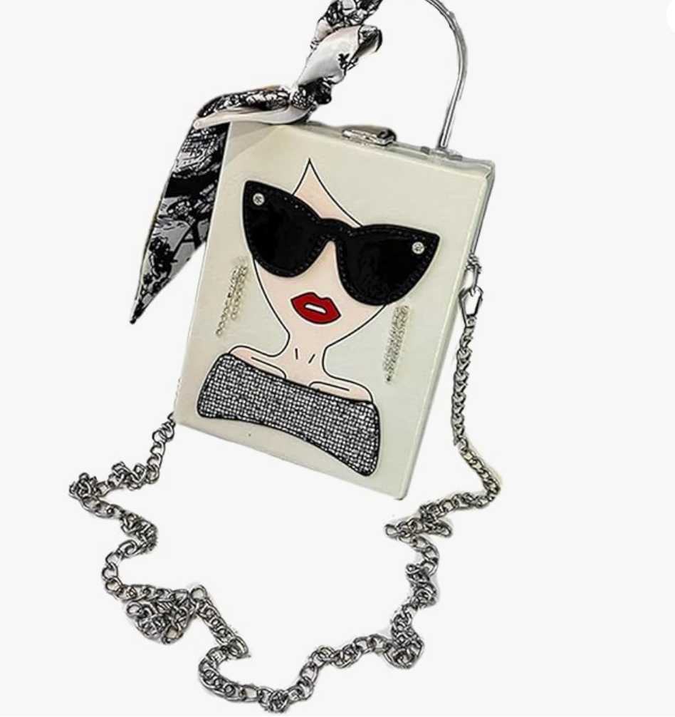 Wooden statement Hand Bag in White