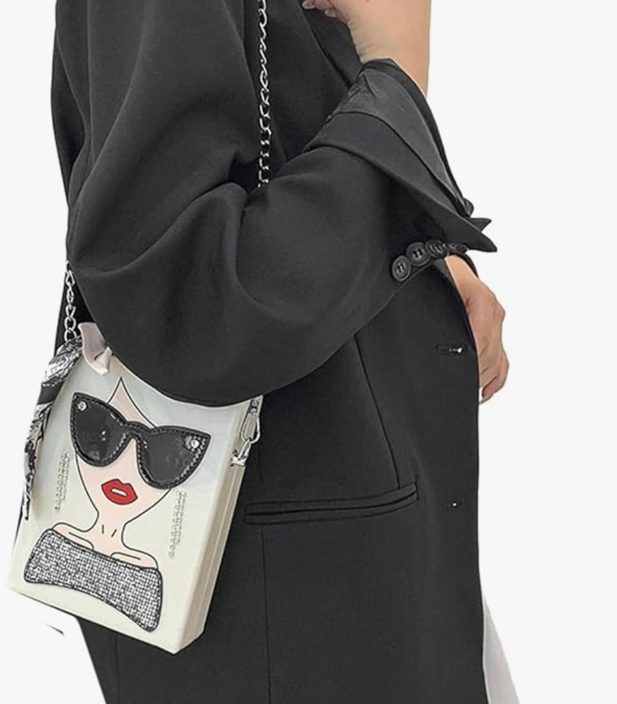 Wooden statement Hand Bag in White