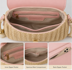 Straw Bag Rattan Women Shoulder Bag in Pink