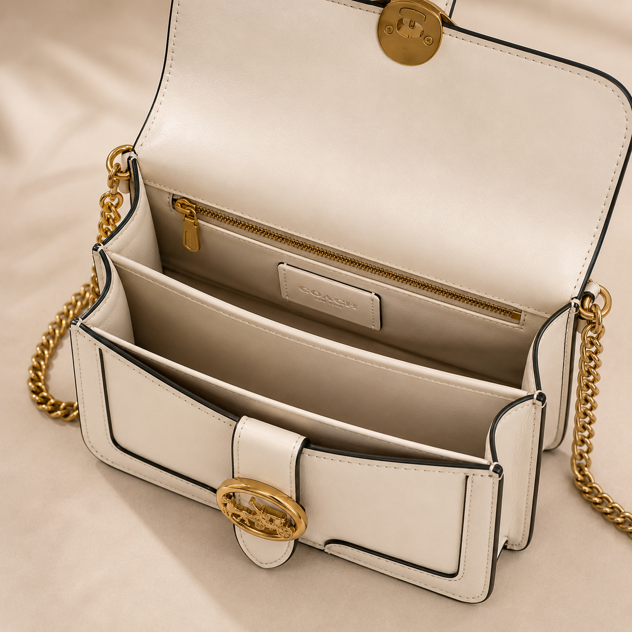 Coach Daisy Embroidered Flap Bag – White